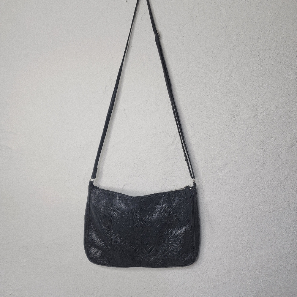 Day‎ & Mood Black Embossed  Leather Crossbody